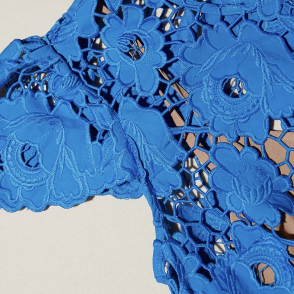 Self-Portrait Blue Poppy Midi Dress - Picture 4 of 5